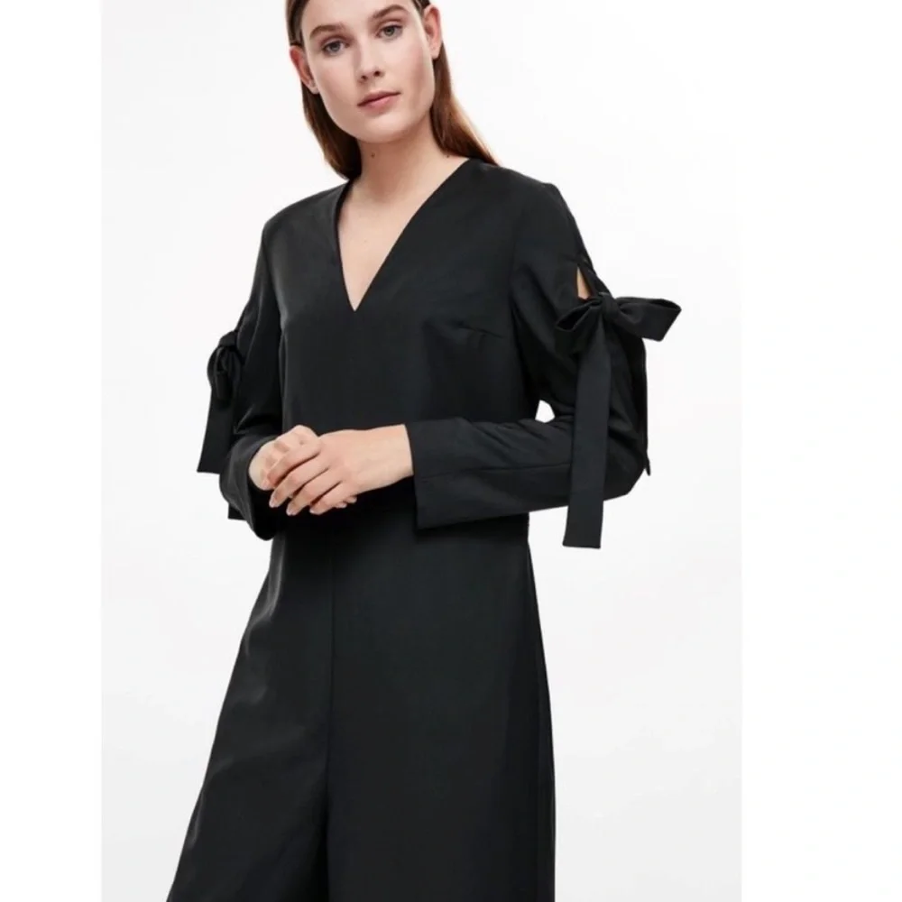 NWT COS Black Long Sleeve Jumpsuit with Sleeve Tie